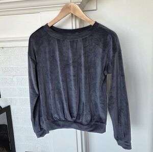 Zella Long Sleeve Blue Velour Cropped Crewneck Size Small